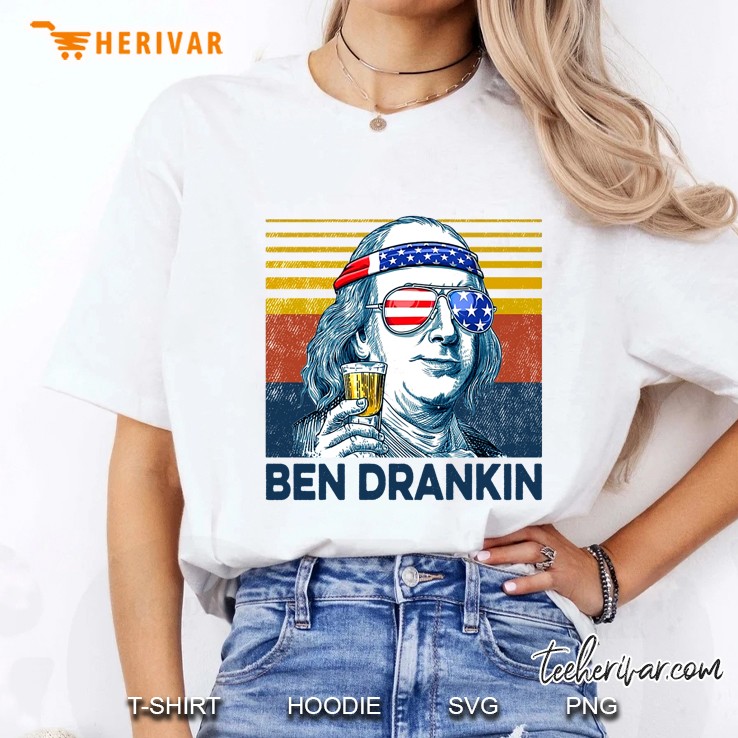 Ben Drankin Benjamin Franklin With Wine Glass Vintage Version Ladies Tee