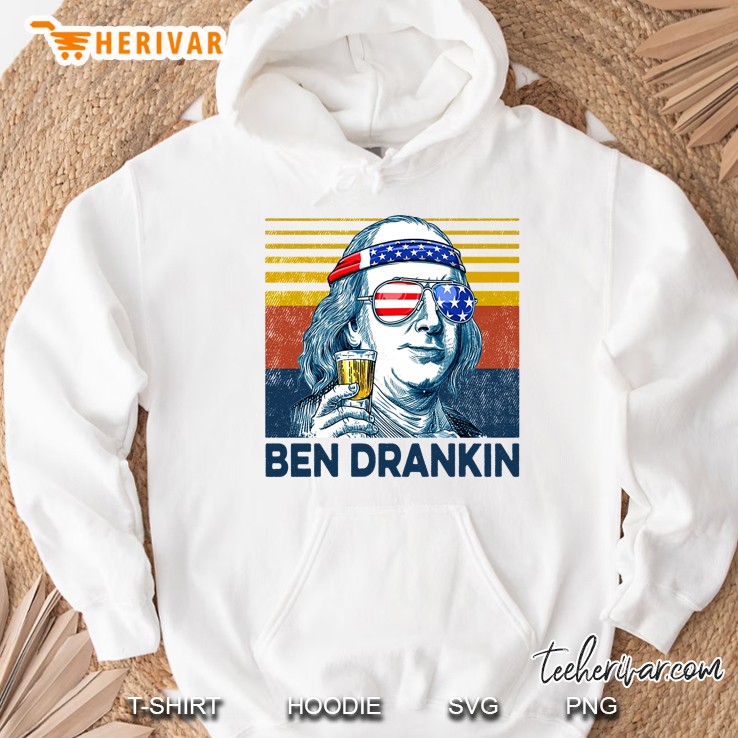 Ben Drankin Benjamin Franklin With Wine Glass Vintage Version Hoodie