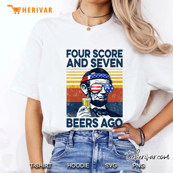 Four Score And Seven Beers Ago Lincoln With Beer Glass Vintage Version Ladies Tee
