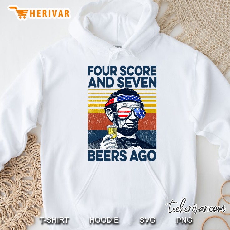 Four Score And Seven Beers Ago Lincoln With Beer Glass Vintage Version Hoodie