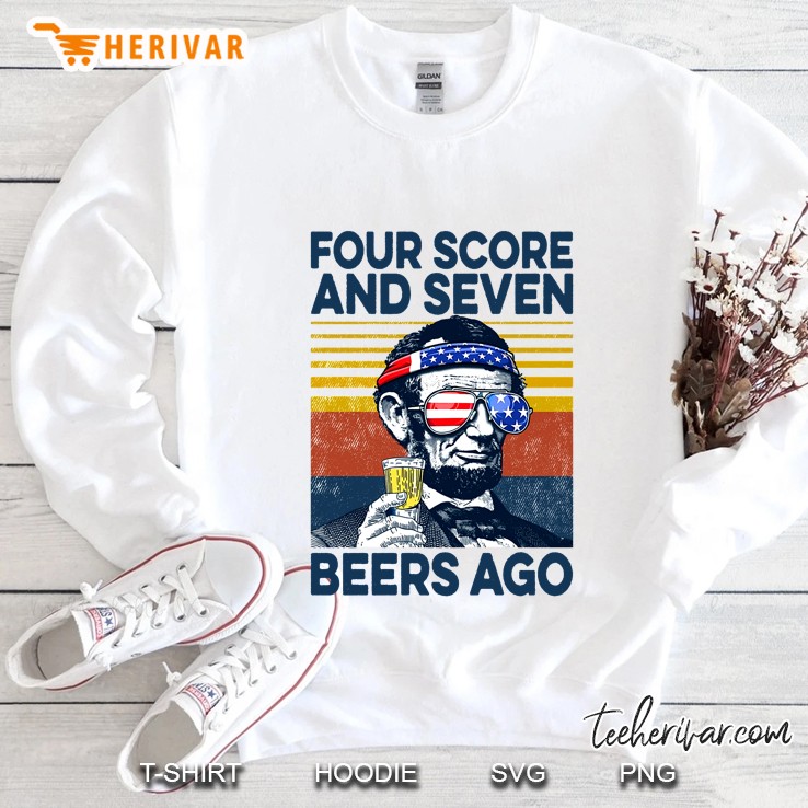 Four Score And Seven Beers Ago Lincoln With Beer Glass Vintage Version Sweatshirt