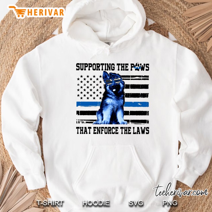 Supporting The Paws That Enforce The Laws German Shepherd American Flag Version Hoodie