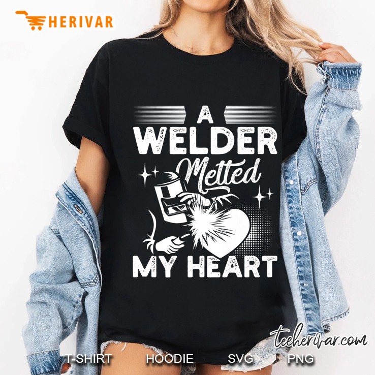 A Welder Melted My Heart Funny Gift For Wife Girlfriend Premium Ladies Tee