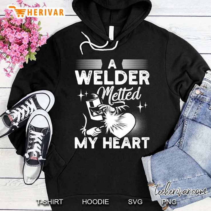 A Welder Melted My Heart Funny Gift For Wife Girlfriend Premium Hoodie