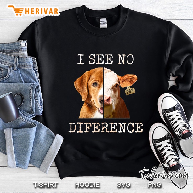 I See No Difference Vegetarian Vegan Cow And Dog Lover Sweatshirt