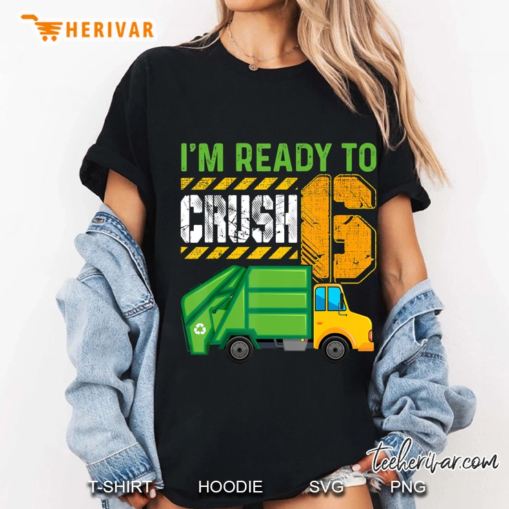 Kids 6Th Birthday Shirt Garbage Truck 6 Year Old Boy Gift Ladies Tee