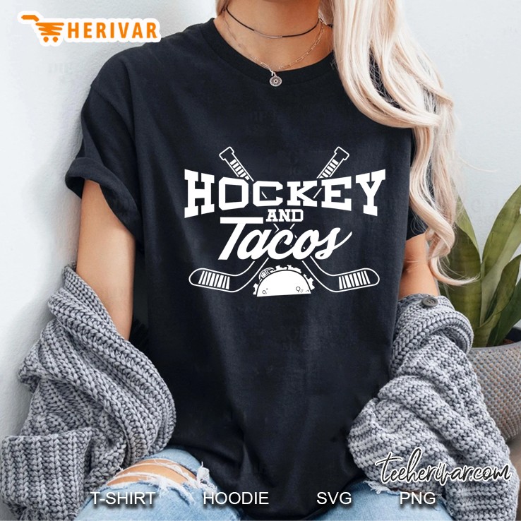 Love Ice Hockey Love Tacos Gift Design Idea Mexican Ladies Tee
