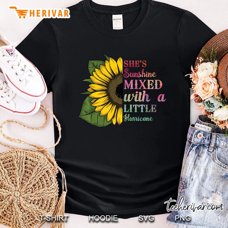 She Is Sunshine Mixed With A Little Hurricane Sunflower Art Premium Shirt