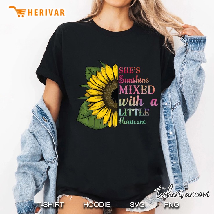 She Is Sunshine Mixed With A Little Hurricane Sunflower Art Premium Hoodie