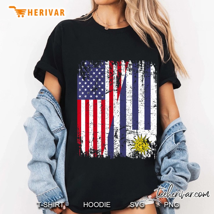 Uruguayan Roots Tshirt Half American Flag Uruguay Shirt Ladies Tee