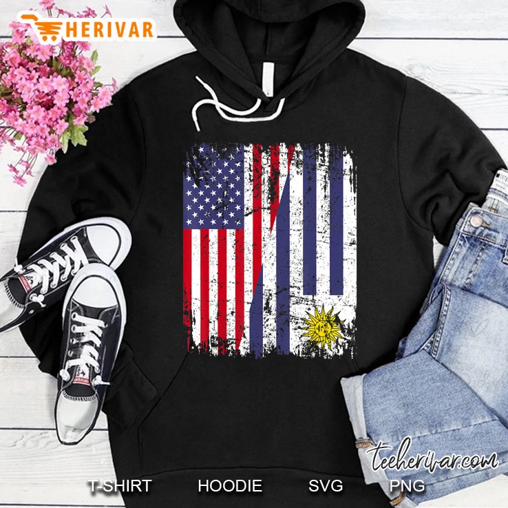 Uruguayan Roots Tshirt Half American Flag Uruguay Shirt Hoodie