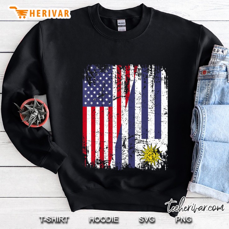 Uruguayan Roots Tshirt Half American Flag Uruguay Shirt Sweatshirt