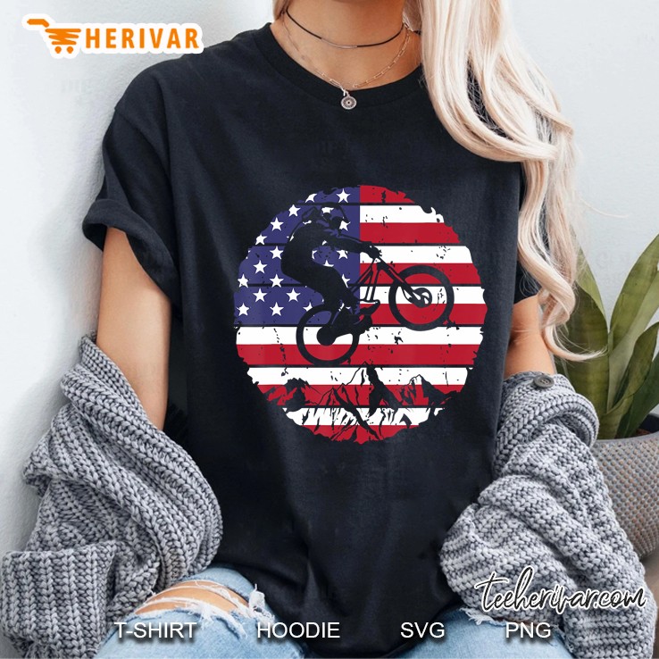 Vintage Mountain Bike Usa Mtb Downhill Biking Gift Ladies Tee