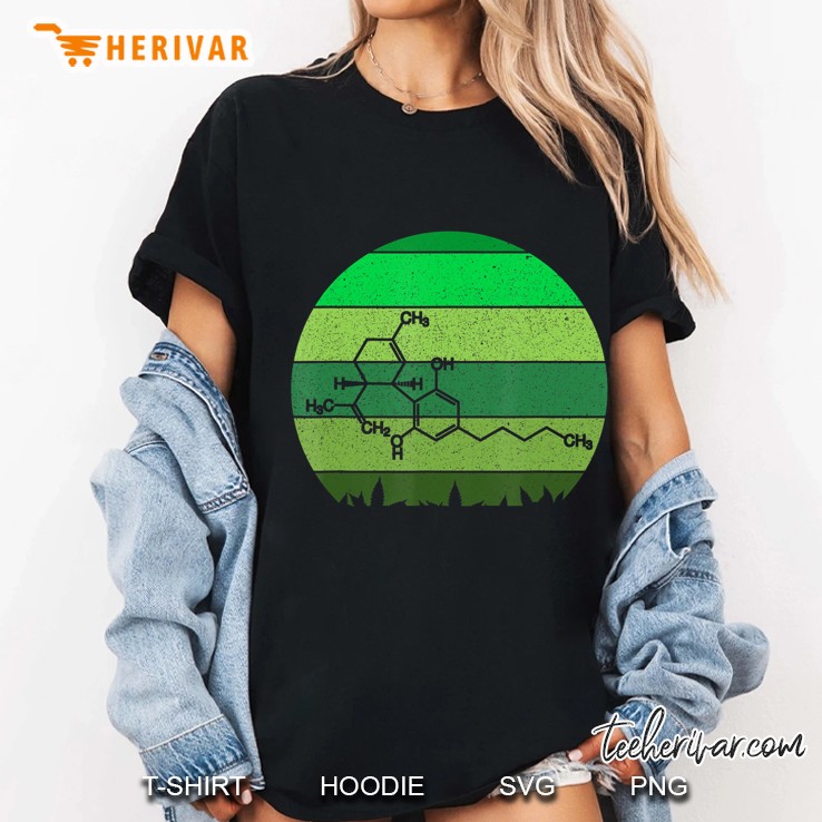 Cbd Molecule Funny Retro Sun Hemp Cbd Gift For Cbd Oil User Ladies Tee