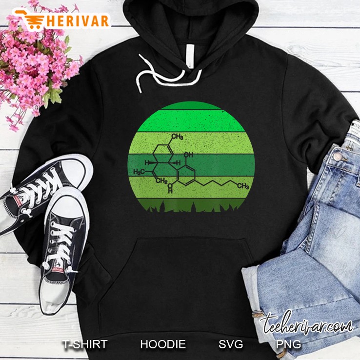 Cbd Molecule Funny Retro Sun Hemp Cbd Gift For Cbd Oil User Hoodie