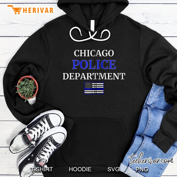 Chicago Police Department Cpd Thin Blue Line Flag Cop Gifts Zip Hoodie