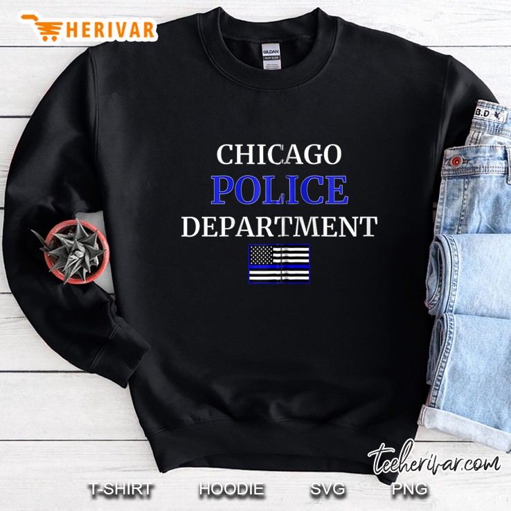 Chicago Police Department Cpd Thin Blue Line Flag Cop Gifts Zip Sweatshirt