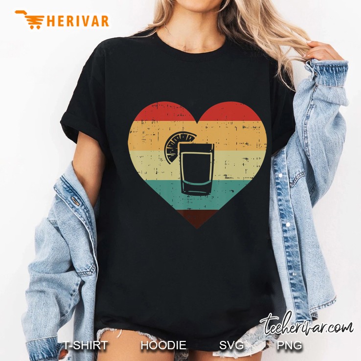 Cinco De Mayo Tequila Shirt Retro Color Heart Drinking Gift Ladies Tee