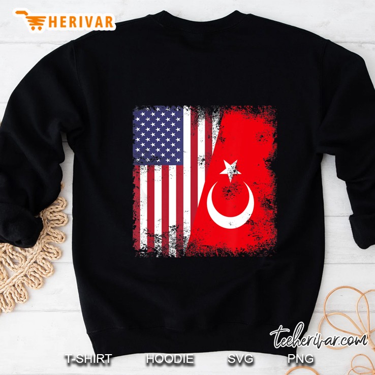 Half Turk Turkish Flag Vintage Turkey Usa Gift Sweatshirt