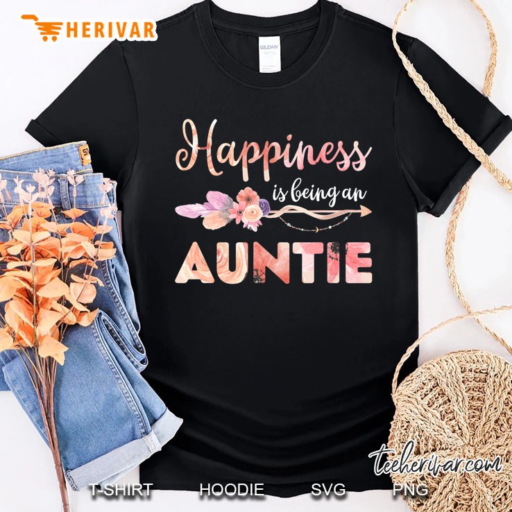 Happiness Is Being An Auntie Floral Mother's Day Gift Aunt Shirt