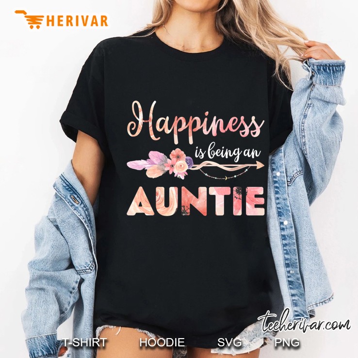 Happiness Is Being An Auntie Floral Mother's Day Gift Aunt Hoodie