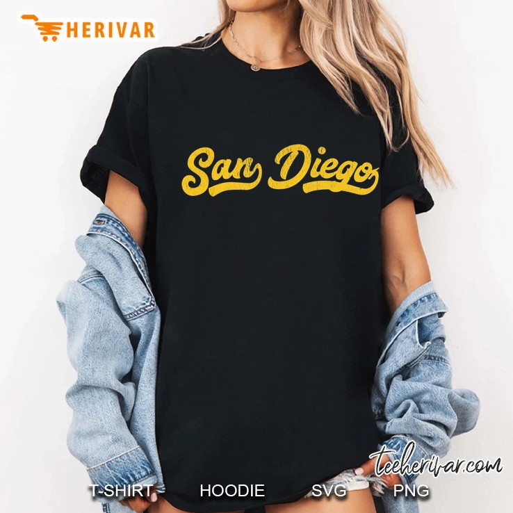 Vintage I Love San Diego Cali Baseball Script Hoodie