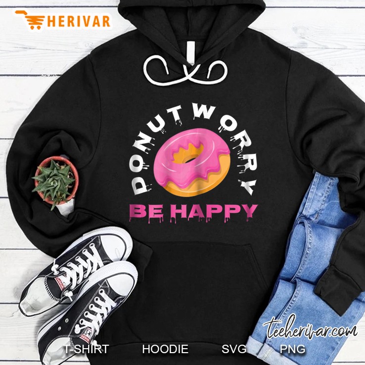 Womens Funny Dont Worry Be Happy Donut Tee Mugs