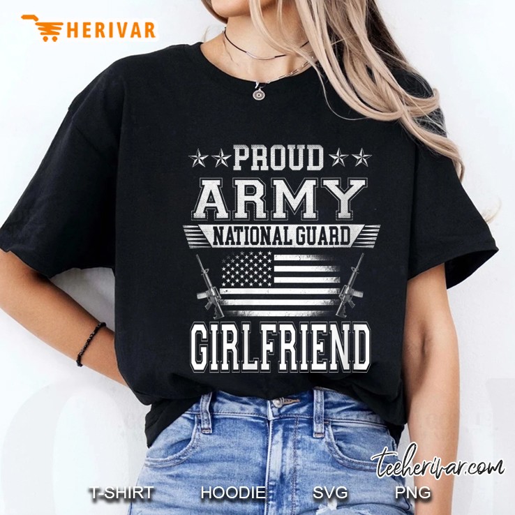 Womens Proud Army National Guard Girlfriend U.S. Military V-Neck Ladies Tee