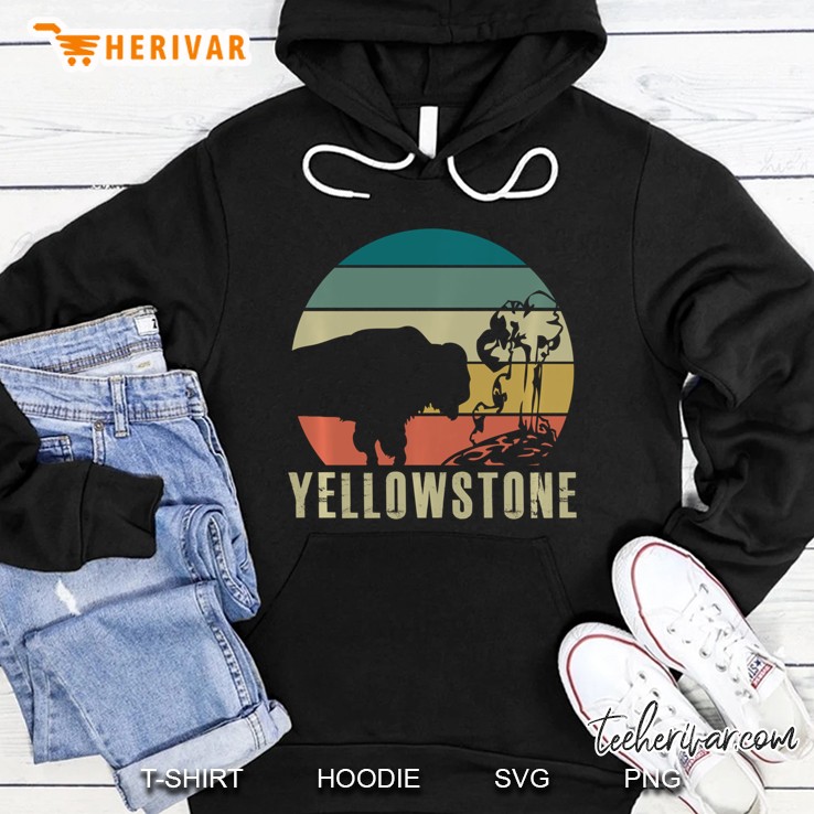 Yellowstone National Park Vintage Buffalo Bison Retro Gift Pullover Hoodie