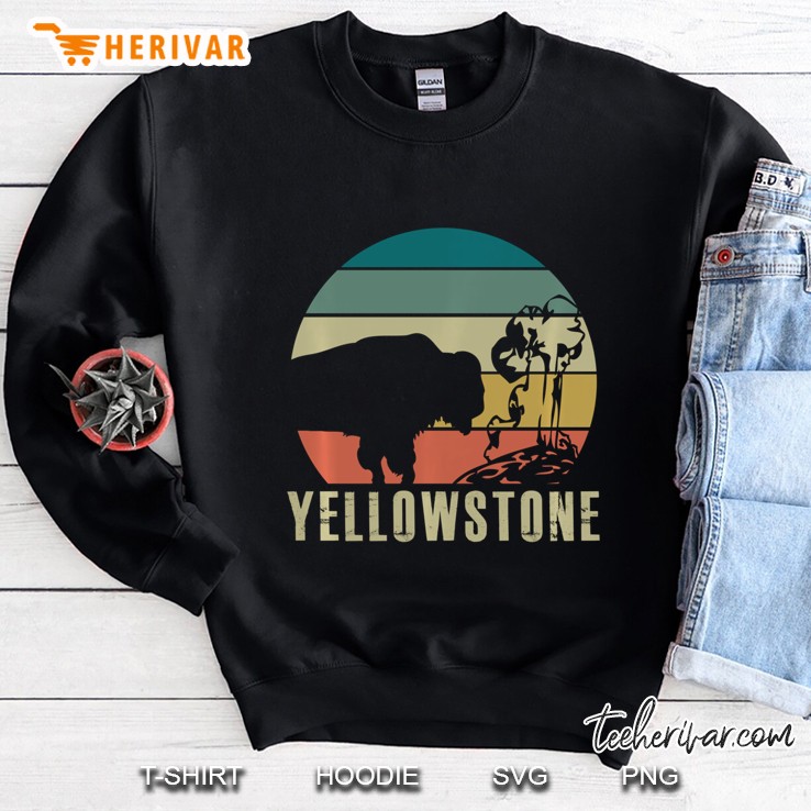 Yellowstone National Park Vintage Buffalo Bison Retro Gift Pullover Sweatshirt