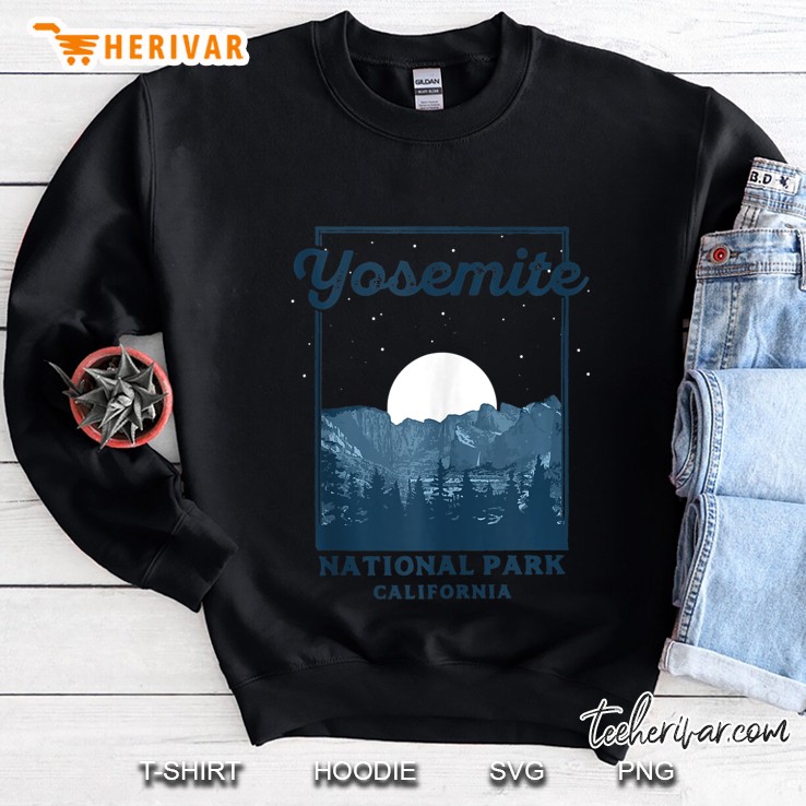 Yosemite National Park At Night Retro Moon & Stars Graphic Tank Top Sweatshirt