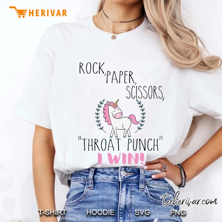 Funny Unicorn Rock Paper Scissors Throat Punch I Win Ladies Tee