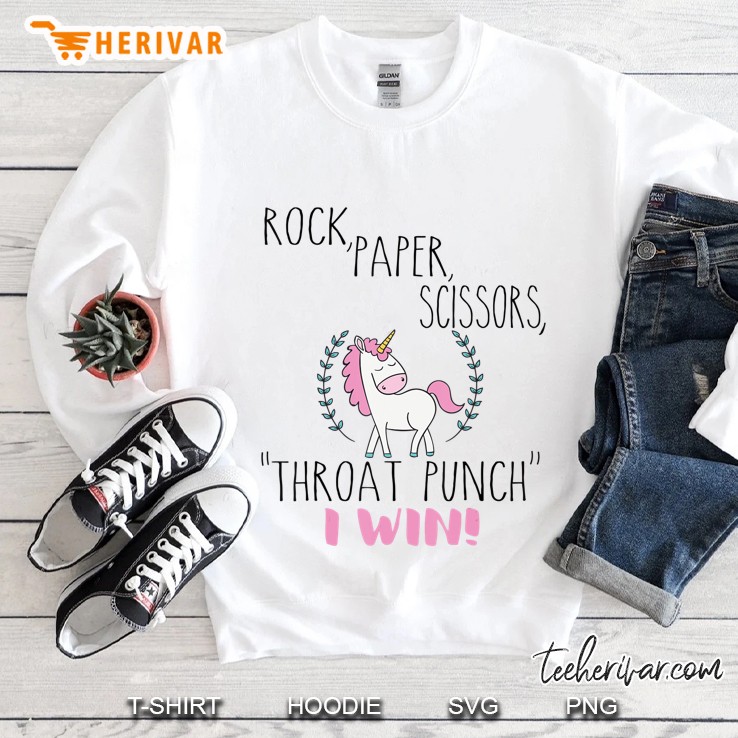 Funny Unicorn Rock Paper Scissors Throat Punch I Win Sweatshirt