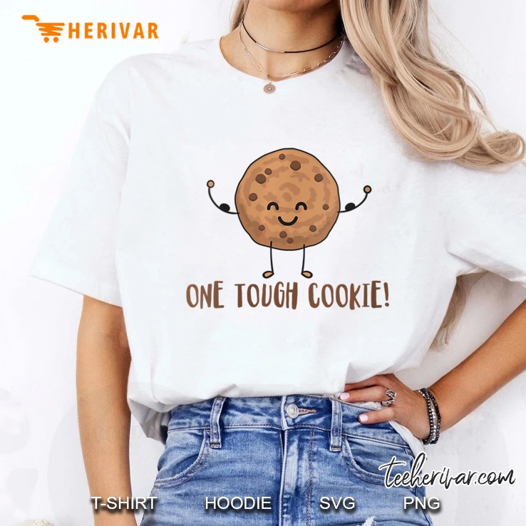 Womens One Tough Cookie - Cute Chocolate Chip Cookie With Muscles V-Neck Ladies Tee