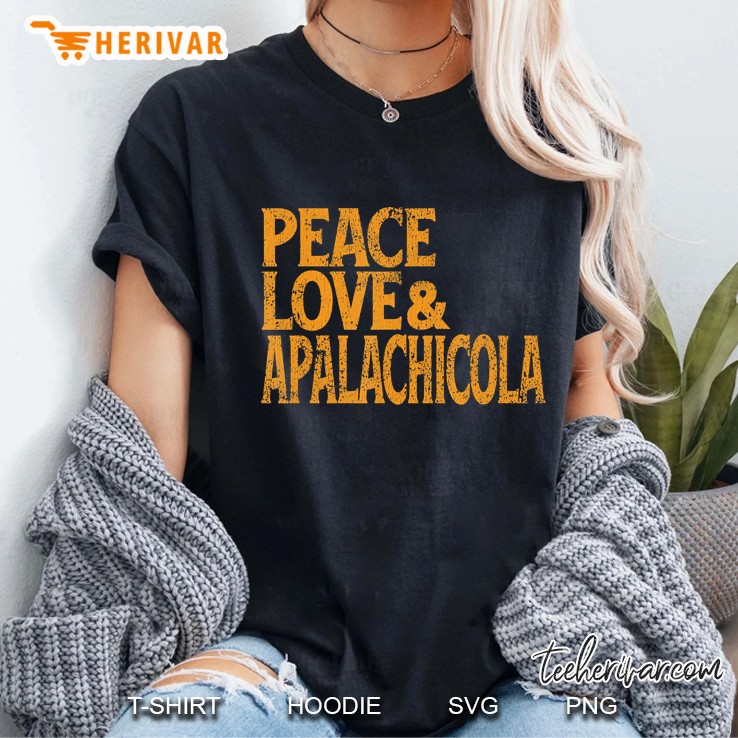 Awesome Retro 1960S Peace Love Apalachicola Florida Ladies Tee