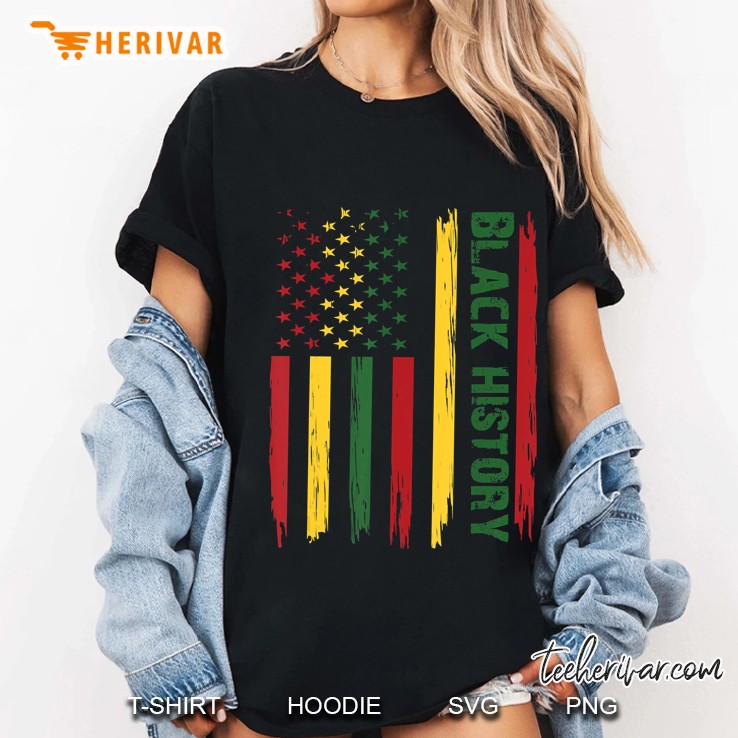 Black History In Usa Flag Month African American Ladies Tee