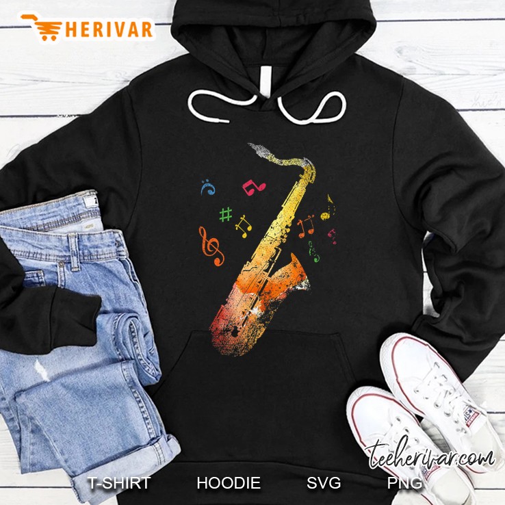 Colorful Music Notes Saxophone Hoodie
