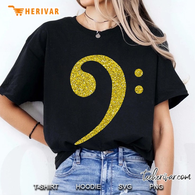 Cool Gold Bass Guitar F Clef Key Ladies Tee