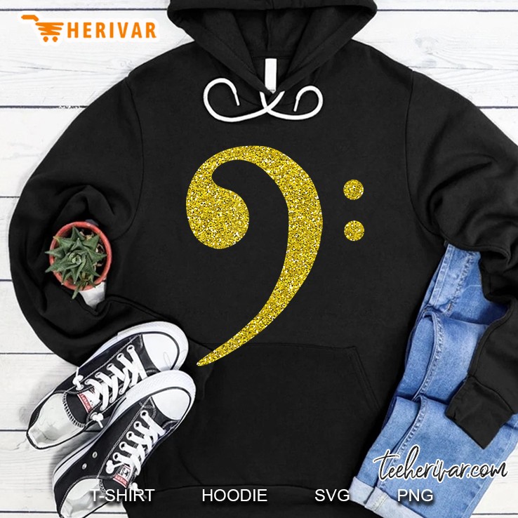Cool Gold Bass Guitar F Clef Key Hoodie