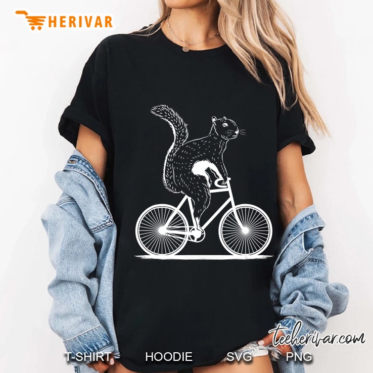 Funny Cycling Animal Lover Squirrel On A Bike Gift Men Women Hoodie