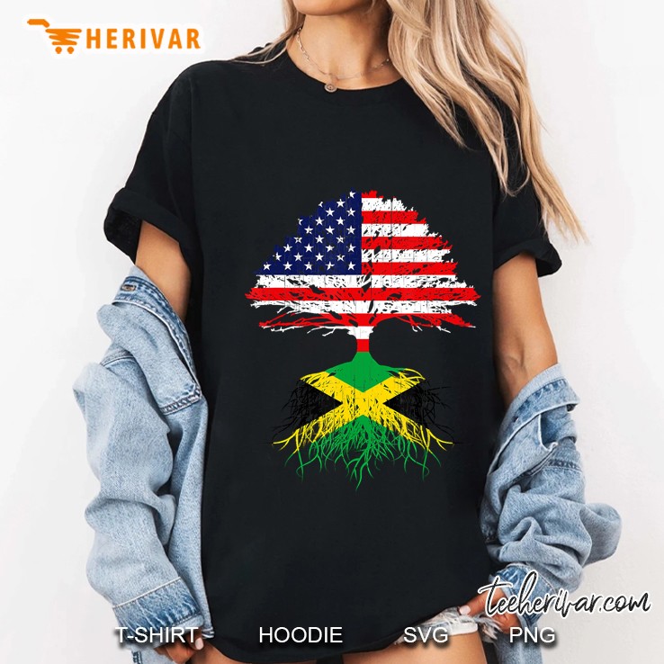 Jamaica Us Flag Jamaican Roots Immigrant Naturalization Gift Ladies Tee