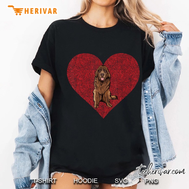 Newfoundland Valentines Day Dog Love Fingerprint Ladies Tee