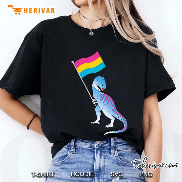 Pansexual Flag Dinosaur Pride Lgbtqia Nonbinary Gender T-Rex Ladies Tee
