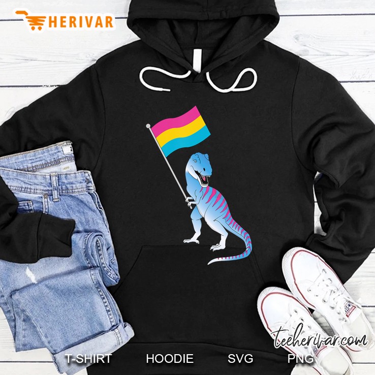Pansexual Flag Dinosaur Pride Lgbtqia Nonbinary Gender T-Rex Hoodie