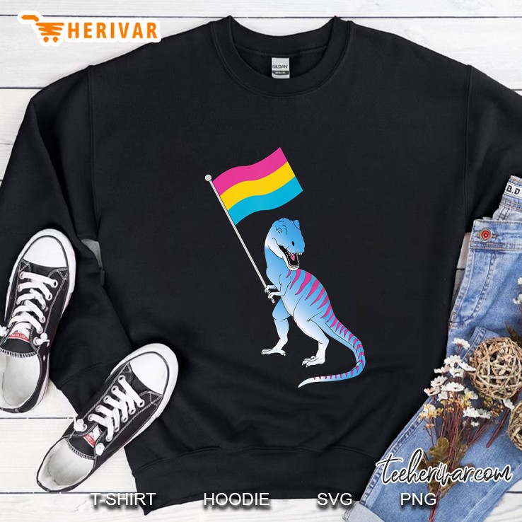 Pansexual Flag Dinosaur Pride Lgbtqia Nonbinary Gender T-Rex Sweatshirt