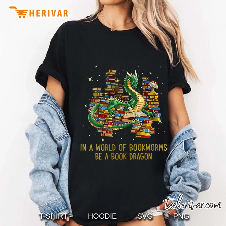 Womens In A World Of Bookworms Be A Book Dragon V-Neck Hoodie