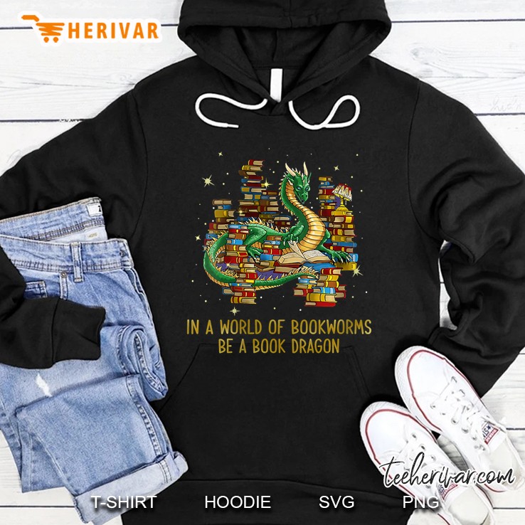 Womens In A World Of Bookworms Be A Book Dragon V-Neck Mugs