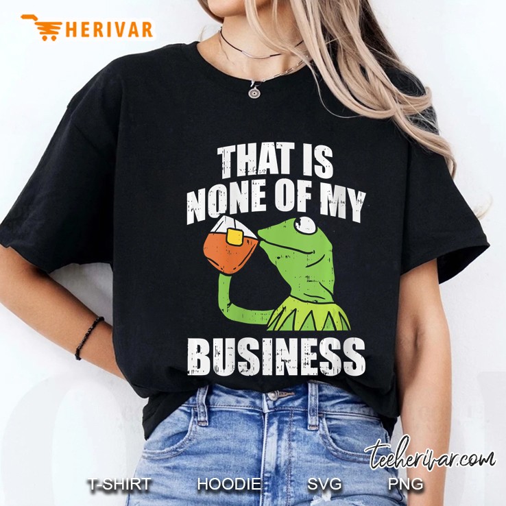 Womens Thats None Of My Business Meme Funny Frog Sipping Tea Gift V-Neck Ladies Tee