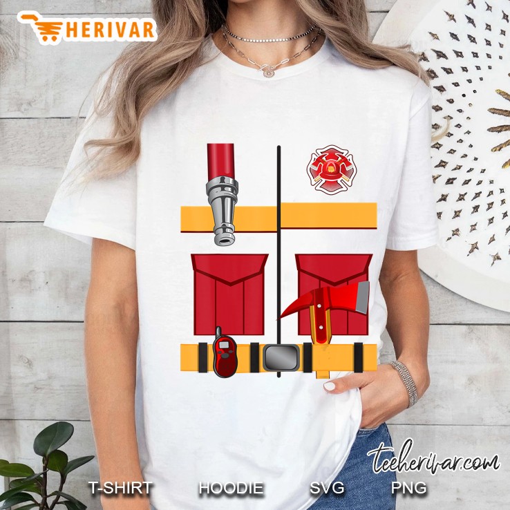Fireman Uniform Firefighter Costume Shirt Halloween Diy Gift Ladies Tee