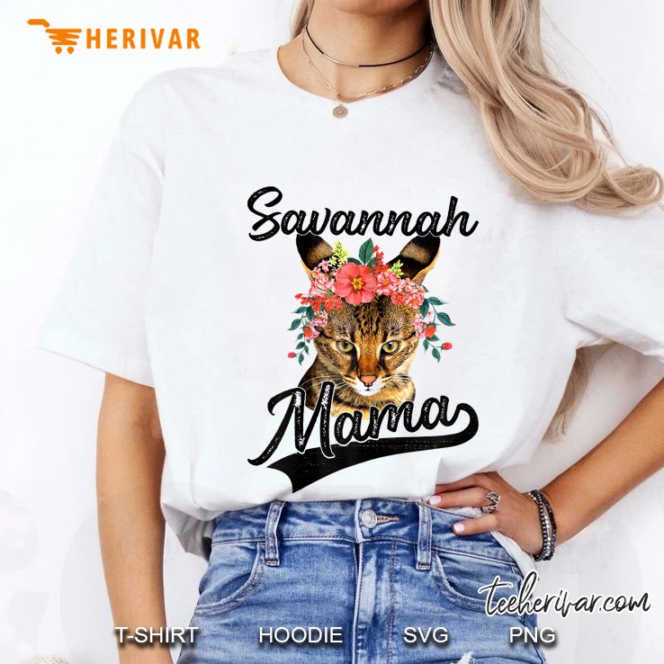 Womens Cute Savannah Mama Flower Graphic Cat Lover Gifts Ladies Tee
